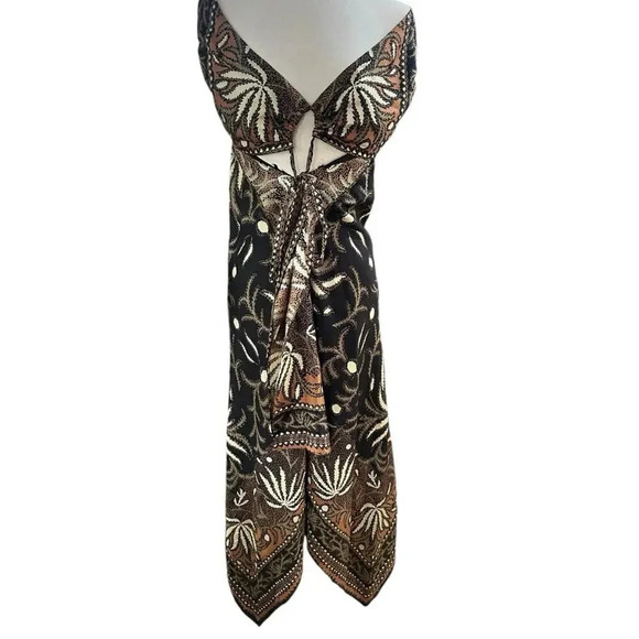 Nicole Miller Tropical Print Handkerchief 100% Silk Dress Size Medium - Picture 2 of 7
